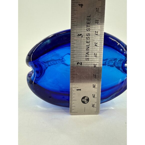 Blenko Blue Glass Vase #932 Azure 1993 With Ruffled Design - Picture 6 of 7